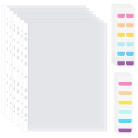 300 Pack Clear Sheet Protectors 8.5 x 11 Inches for 3 Ring Binder with 300 Sticky Tabs 11 Hole Plastic Sheet Sleeves Plastic Paper Protectors for Documents and Photos