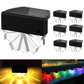 Ltteny 6xOutdoor Solar RGB Deck Lights Garden Patio Pathway Stair Step Fence Lamp E7T9