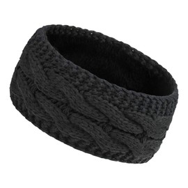 Women Ear Warmer Headband Fleece Lined Winter Warm Knitted Thick Hairband Thermal Headbands Elastic Hair Wrap (Dark Grey)