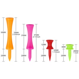 Zivisk Golf Tees Mixed Size Plastic Castle Tees 120 Count 25mm, 32mm, 57mm, 70mm