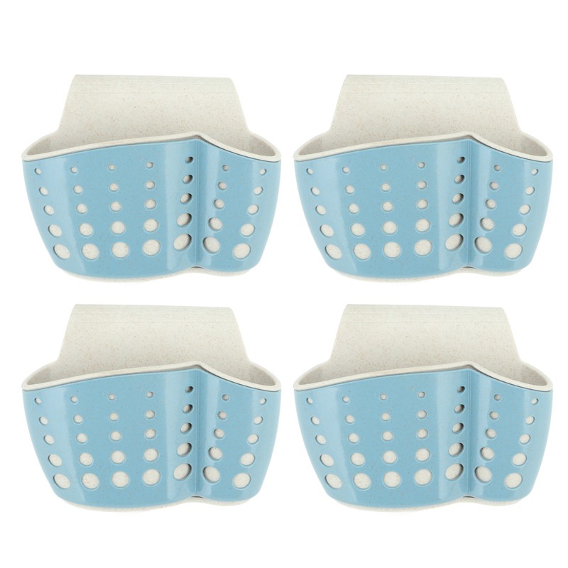 4Pcs Sink Sponge Holder PP 2 Layer Adjustable Strap Soap