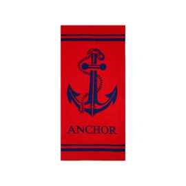 Hencely Anchor Red 100% Cotton Beach Towel