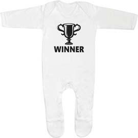 Azeeda 0-3 Month 'Winner Celebration' Baby Romper Jumpsuit/Sleep Suit (SS00088071) White