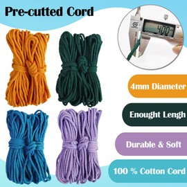 suo long Macrame Kit for Adults to Make 4 Macrame Plant Hangers Contain Pre-Cutted Macrame Cord 4mm Accessories,Instruction Book Easy for Beginners/Starters,Metal O Rings Adults DIY Craft Making Kits