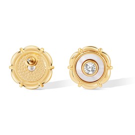 CoBi 18K Gold Plated Stud Earrings for Women, Cubic Zirconia Pearl Studs, CZ Earring, Everyday Wear Jewelry, Fashion & Trendy Accessories, Hypoallergenic, Ideal Gifts - Gold