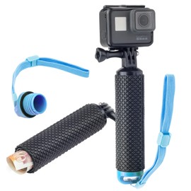 Digicharge Floating Handle Grip Mount with Hand Strap for Action Cam GoPro Hero12 Hero11 Hero10 / DJI Osmo Action 3 / Hero 12 11 Mini 10 Max 9 Akaso Apexcam Float, Waterproof Internal Storage, Blue