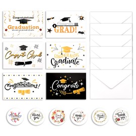 Graduation Cards with Envelopes and Stickers Congratulations Card Set for Women Men Graduation Greeting Cards Congrats Card with Envelopes Congratulations Party Decoration 6Pcs