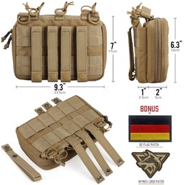 WYNEX Tactical Mag Admin Pouch, Molle Utility Tool Pouch Medical EMT Organiser with Triple Stacker Magazine Holder for M4 M20 Patch Included