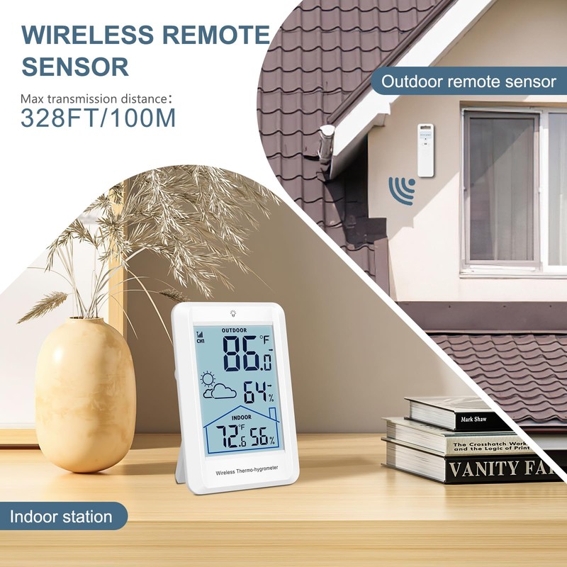Ankilo Indoor Outdoor Thermometer Wireless Weather Stations, Accurate Digital Hygrometer