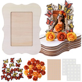 Chunful 6 Pack Dia de Los Muertos Wooden Picture Frames Kit 4x6'' Day of The Dead DIY Photo Frames for Altar Ofrenda (Rhinestone)