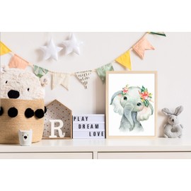 Pandawal Children's Room Decoration Baby Room Pictures Girls and Boys Baby Animals Safari Animals Flowers Elephant Giraffe Zebra Lion Cheetah Set of 5 Poster Set (T15) Children's Poster DIN A4