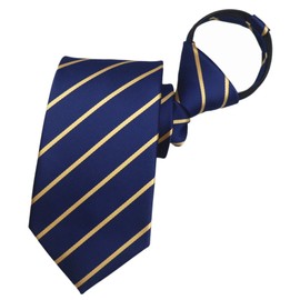 Elfeves Corbata de microfibra a rayas para hombre, con cierre de cremallera, azul rey/dorado , Talla única