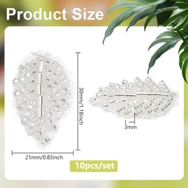 FINGERINSPIRE 10Pcs Leaves Beaded Rhinestone Patches Leaf Beaded Gauze Appliques 3x2.1cm Leaf Texture Rhinestone Patches Sew on Rhinestone Beaded Applique Clothing Repair Patches for Dress Hat DIY
