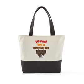 CafePress Mountain Cur Dog Canvas Tote Top Zipper Closure
