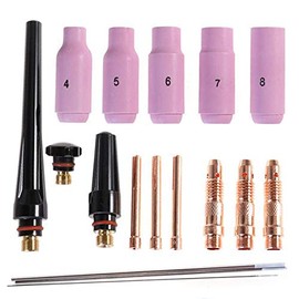 Alffun 17pcs welder TIG welding torch Collet Body nozzle kit Tungsten electrode for wp-17/18/26 TIG welding torch