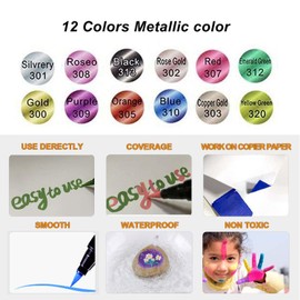 PeaMirmy Acrylic Pens for Stones, Waterproof, Acrylic Pens, Nail Art Pen, Waterproof Pens for Gift Cards, Canvas, Wood, Stained Glass, Ceramic, Crafts (12 Colours)
