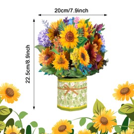 Gnognauq 3 Pack 3D Flower Pop Cards Colorful Paper Bouquet Greeting Cards for Mothers Day, Birthday, Anniversary, Wedding, Gift