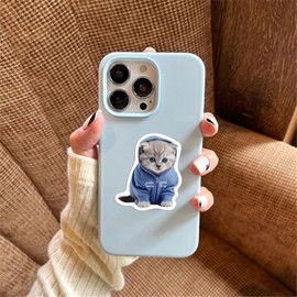 50 Pcs Kitten Stickers for Kids, Cute Cat with Clothes Sticker for Teens, Healing Cat Waterproof Vinyl Sticker for Water Bottle,Laptop,Phone,Skateboard,Journaling,Kawaii Stickers for Kids Teen