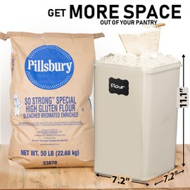 WHITE FEATHER SUPPLIES 2 PC [6.5L / 220 Oz] Large Flour Sugar Storage Containers - Leak Proof, BPA Free, Clear Plastic Food Storage Containers with Lids Airtight - Bulk Storage for Kitchen and Pantry