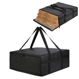 Large Cooler Bag Pizza Bag Foldable Pizza Delivery Bag Cooler Bag Foldable Large Food Carrier Insulated Bags for Camping Picnic Delivery of Food (50 x 50 x 20.5 cm), black, No