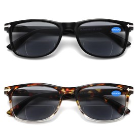 Loycco 2 Pack Bifocal Unisex Classic Style Sunglasses Readers Outdoor Reading Glasses for Women Men