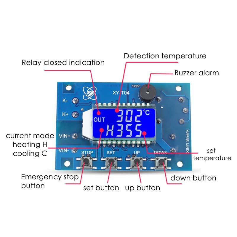 Hsthe Sea Digital Temperature Controller 99°C~999°C DC6-30V Thermostat Control Switch
