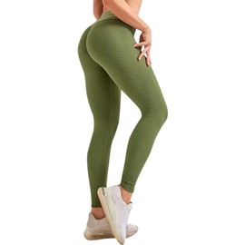 Women's Butt Lift No See Through High Waist TIK TOK Leggings Workout Yoga Pants Stretchy Material (as1, Alpha, s, Regular, Regular, Y-Green, Regular)