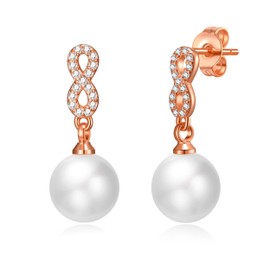 Philip Jones Rose Gold Plated I Couldn't Say I Do Without You Infinity Pearl Drop Earrings with Zircondia® Crystals