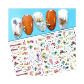 Generic Stripes Cloud Pattern Nail Sticker Wave Moire Leopard Print Nail Decals F773 Nail Wraps Art Stickers Manicure Supplies for Women for Home Nails Full Long Lasting Easy Apply and Remove