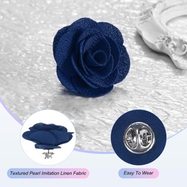M METERXITY 1-Pack Camellia Flower Lapel Pin for Men Suit, Brooch Pins Handmade Boutonnieres for Men Women Suit/Tuxedo Corsage Wedding Party Brooch [Navy Blue]
