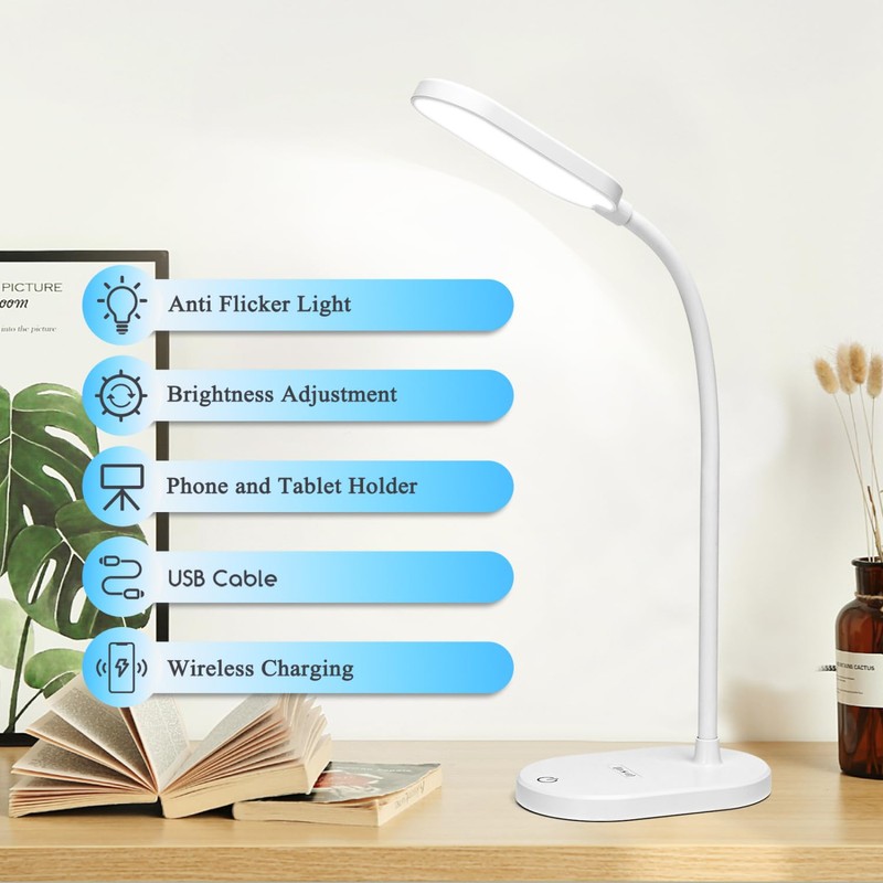 Aigostar LED Desk Lamp, Children's Table Lamp with 3 Adjustable