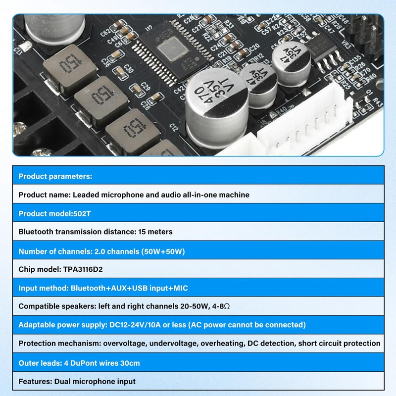 FORIOT Zk-502T Bluetooth Amplifier Board,50W 2.0 Channel Amp Board with
