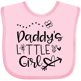 inktastic Daddy's Little Girl with Hearts Flower and Butterfly Baby Bib Pink 3ade3