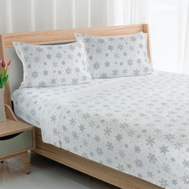 Avanti Linens - Twin Flannel Sheets, Cozy Home Decor, Snowflake Design (Winter Wonderland Collection, Twin)