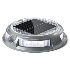 SIEDiNLAR Solar Driveway Dock Lights 16 LEDs 9 Modes, Deck Lights Waterproof Outdoor Warning Markers for Step Pathway Driveway Walkway Ground Yard Garden, RGB (1 Pack)