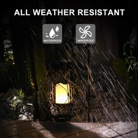 pearlstar Hanging Solar Lights Outdoor - Solar Table Light Waterproof Decorative with Candle Warm White LED Lanterns Auto ON/Off for Garden Patio Yard Porch Wall Pathway Camping Trees(1 Pack)