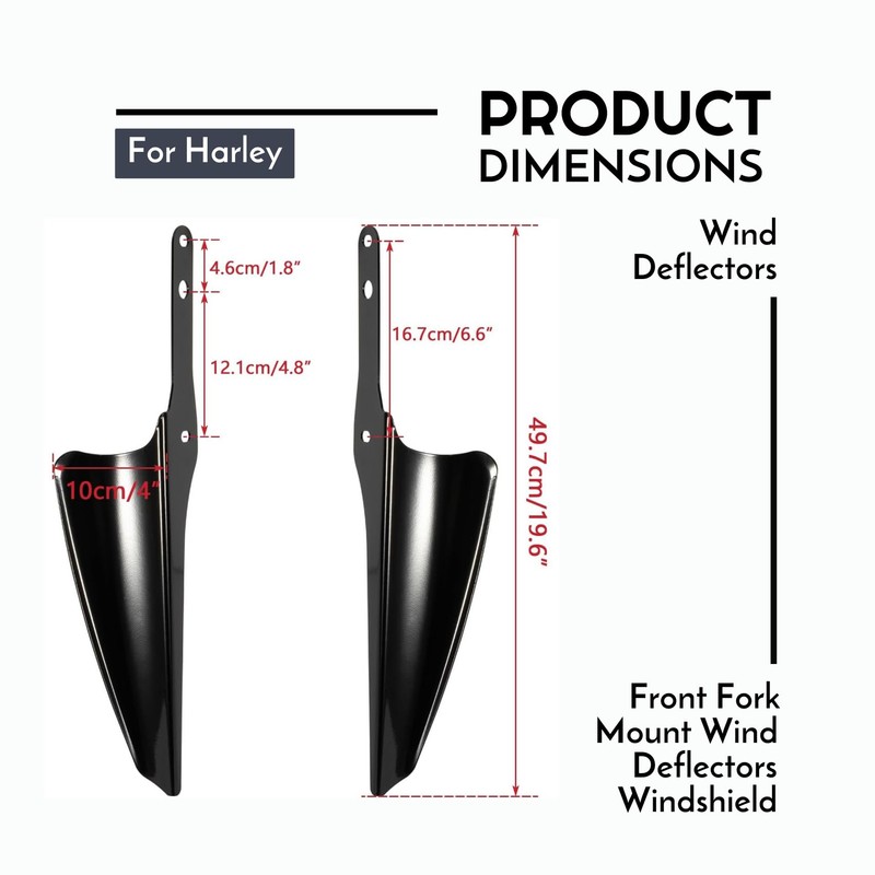 AC-MTORC Front Fork Mount Wind Deflectors Windshield for Harley Touring
