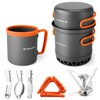 Odoland Extended Camping Tableware Set, Outdoor Cookware, Aluminium Camping Pot