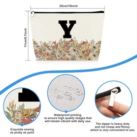 Monogrammed Gifts for Women Initial Makeup Bag Personalized Monogram Cosmetic Bag with Zipper Great Gift for Mom Teachers Friends Bridesmaids Wedding Graduation Christmas Birthday Gifts Letter Y