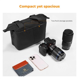 K&F Concept Camera Bag, DSLR Camera Bag with 2 Compartments, Camera Bag, Waterproof Camera Bags, Camera Handbag for SLR Cameras, black, Modern