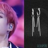 ALOHAMONI BTS Jungkook Hoop Earrings, Rods and Chains, 3-Chain Design,