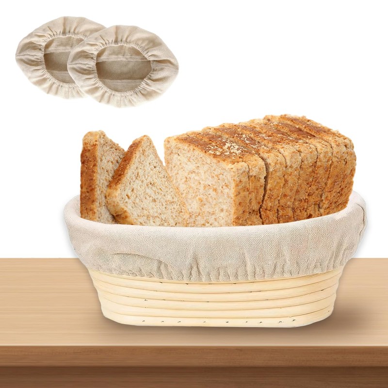 Set of 4 Proofing Baskets for Bread, 25 cm Linen
