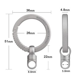 TISUR Titanium Key Ring, Car Key Chain, For Men, Smart Key, Metal, 360° Rotating Connector, Matte (Matte / Carabiner L + Connector)