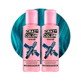 Crazy Color Vibrant Peacock Blue Semi-Permanent Duo Hair Dye. Highly Pigmented Teal Turquoise Conditioning & Oil Nourishing Vegan Formula | No Bleach or Ammonia | 200ml