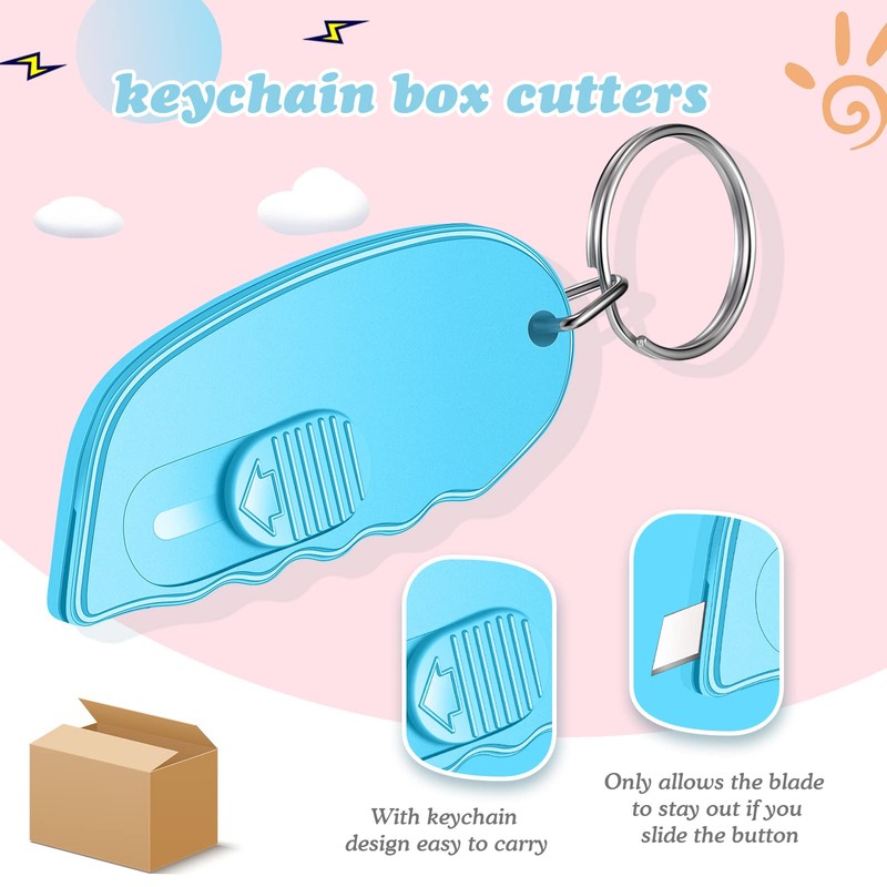 Minatee 12 Pack Mini Box Cutter Portable Mini Keychain Box
