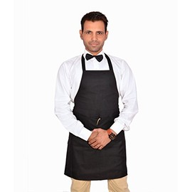 Switchon Polyester Waterproof Black Free Size Chef's Apron with Bow tie (Black)