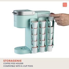 K Cup Holder for Keurig K-Cup,Coffee pod Storage, Side Mount | Wall Mount, Perfect for Small Counters (3 Rows/for 15 K Cups, Oasis Blue)