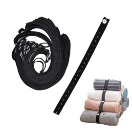 LELE LIFE 30Pcs Roll-up Clothes Storage Elastic Band, Adjustable Clothing Storage Strap with Button and Buttonholes, Travel Luggage Space Saver, Drawer and Closet Organizer, Black