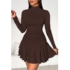 PRETTYGARDEN Women's Fall Long Sleeve Dresses 2025 Mock Neck Ruched