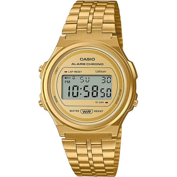 Casio Unisex-Adults Digital Quartz Watch with Stainless Steel Strap A171WEG-9AEF